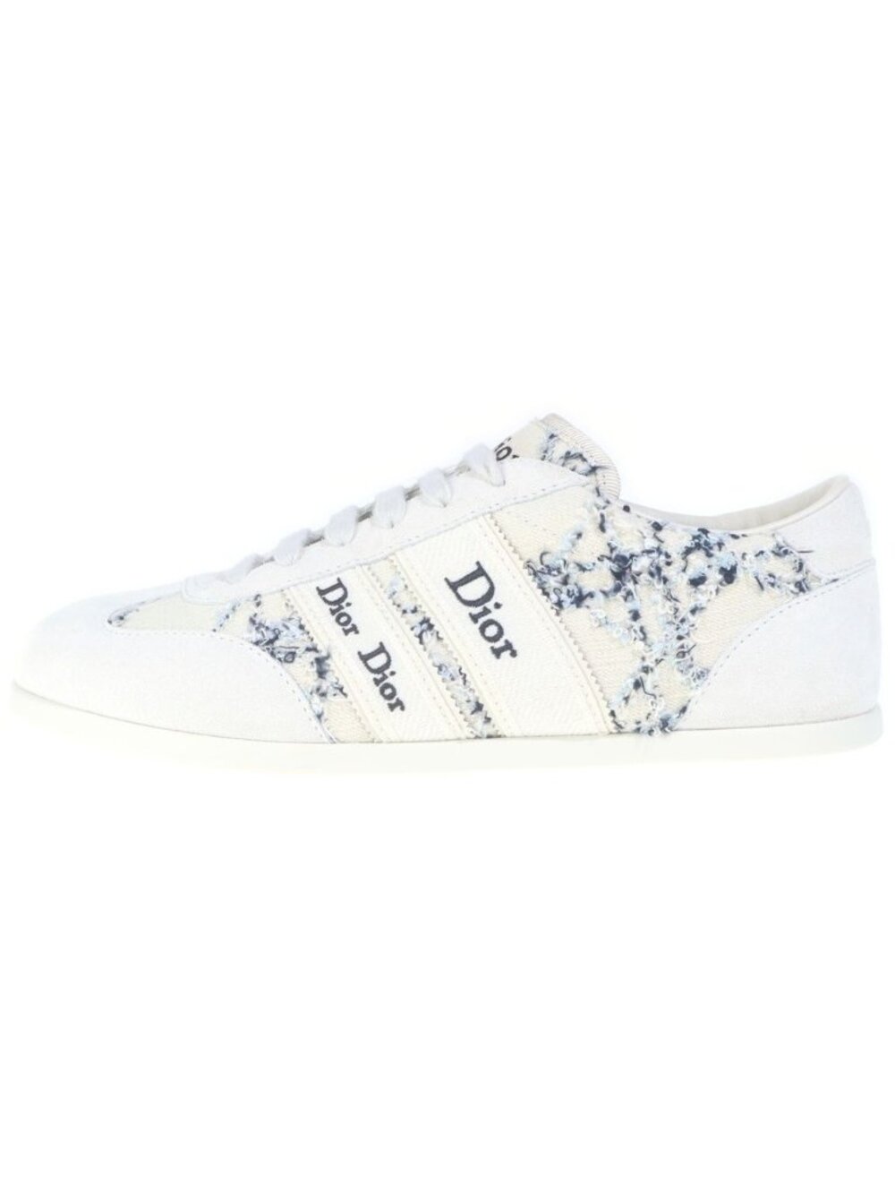 Dior Ribbon Sneakers Suede Calfskin & Cannage Boucle White